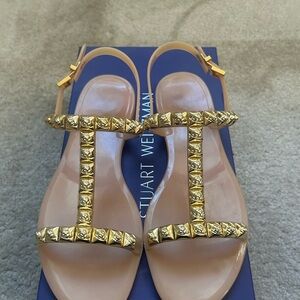 Stuart Weitzman Gold Studded Rose Women’s Ballet Jelly Sandals Size 7